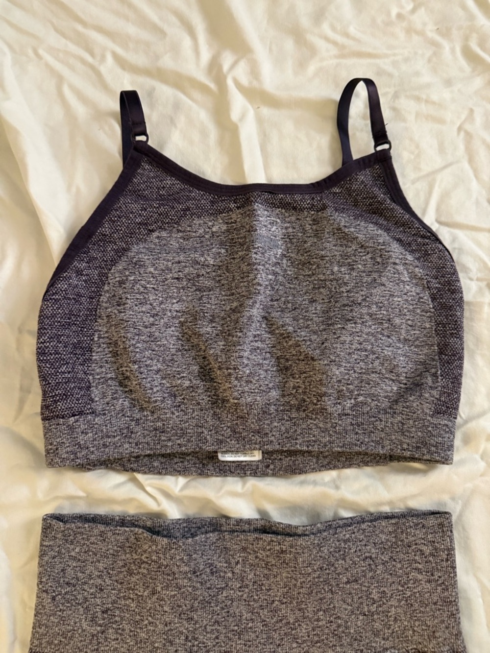 Gymshark Seamless Heathered Purple Charcoal Longline Sports Bra - Medium